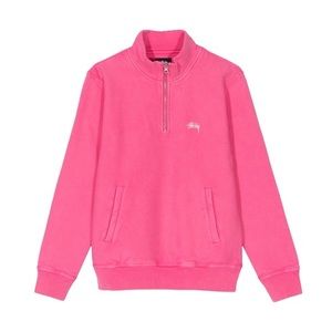 Stussy Quarter Zip Sweater in Neon Pink